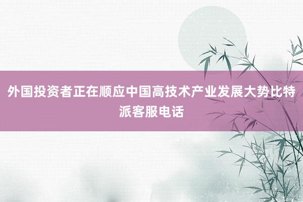 外国投资者正在顺应中国高技术产业发展大势比特派客服电话