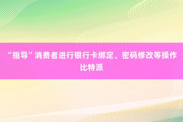 “指导”消费者进行银行卡绑定、密码修改等操作比特派