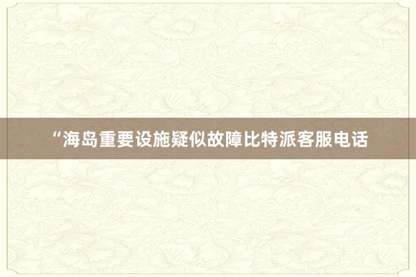 “海岛重要设施疑似故障比特派客服电话