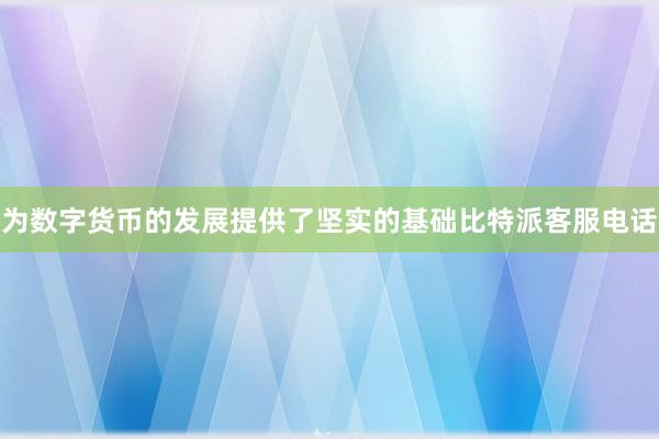 为数字货币的发展提供了坚实的基础比特派客服电话