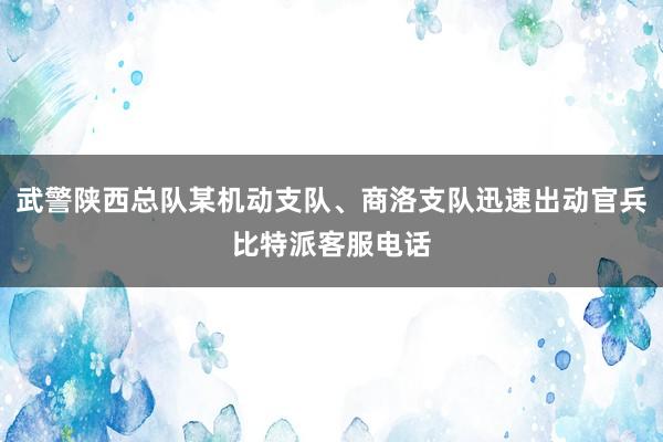 武警陕西总队某机动支队、商洛支队迅速出动官兵比特派客服电话