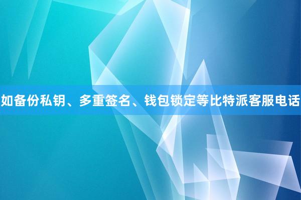 如备份私钥、多重签名、钱包锁定等比特派客服电话